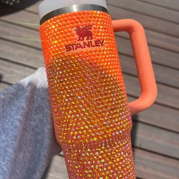 30oz ORANGE Bedazzled Bling Stanley Tumbler - Picture 4 of 4